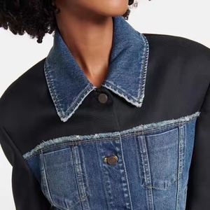 Conjunto de Jeans de Mezclilla para Mujer de Alta Calidad al por Mayor, Chaqueta Casual con Empalmes, Jeans de Mezclilla Deslavados con Ácido, Traje de Mezclilla para Mujer - Product Image 5