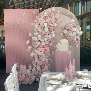 Fleurs d'arche rose personnalisées pour mariage, décoration de fond d'hôtel, fleurs de porte