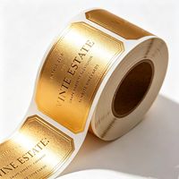 Étiquette de vin en papier texturé, impression offset de haute qualité, estampage à chaud, taille personnalisée, logo de marque de vin en feuille d'or rose