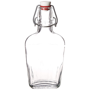 250ml 500ml Rectangular Flat clear Glass Flask Beverage apple <strong>Vinegar</strong> <strong>Bottles</strong> with Stainless Steel Flip Top - Product Image 4