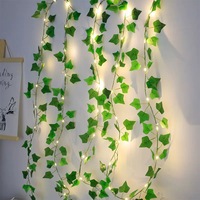Guirlande LED en rotin vert avec lumière blanc chaud pour décoration extérieure de cour et balcon, étanche, simulation de lierre et saule, Noël
