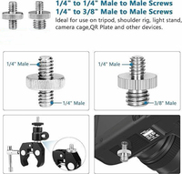 Adaptateur de fixation mâle-femelle 1/4 3/8 pouce 20 filetages pour appareil photo, convertisseur de vis pour flash DSLR, support trépied, studio photo