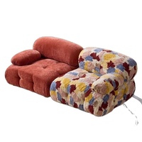 Canapé modulaire en tissu chenille bicolore de style minimaliste moderne, deux places, coussins rembourrés en éponge, mobiles pour petits appartements