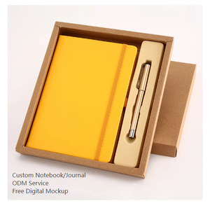 Dongguan fábrica personalizada bajo MOQ venta al por mayor A7 PU viajeros hecho a mano Logo papel Kraft Tapa dura cuero cuaderno diario regalo conjunto - Product Image 1