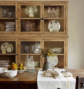 Armario lateral de almacenamiento para sala de estar y comedor, puerta de vidrio de madera maciza, estilo campestre simple, moderno y francés - Product Image 4