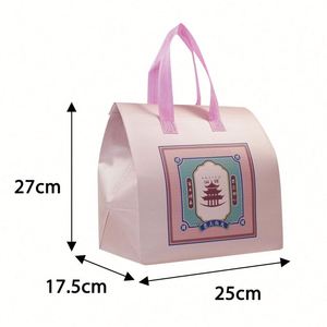 Sacs isothermes réutilisables écologiques pour le déjeuner, les boissons, auto-adhésifs, non tissés, roses - Product Image 2