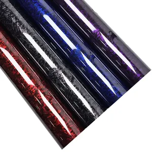 High Glossy Black Red Blue Purple Forged Carbon Fiber Car Wrap Vinyl Wrap Exterior Car Stickers Decals For Vehicle Film Wrapping
