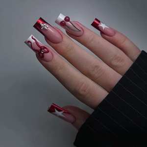 高品质手工压钉杏仁形亚克力人造金铬假指甲2025新闻定制设计 - Product Image 5