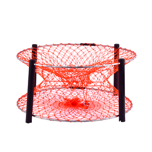Piège à crabes pliable en tissu nylon pour la pêche à la truite, au poisson-chat, au saumon, à la <span class=keywords><strong>carpe</strong></span> et au bar en lac - Outil de pêche durable et écologique, cage à crabes - Product Image 5
