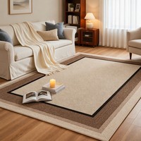 Tapis d'intérieur beige et noir à bordures, style nordique, personnalisable, amovible, lavable en machine, antidérapant, résistant à l'usure, tapis détachable pour la maison, OEM
