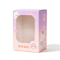 Boîte d'emballage en papier écologique personnalisable avec fenêtre pour jouets de poupée, revêtement UV brillant/mat, gaufrage personnalisé