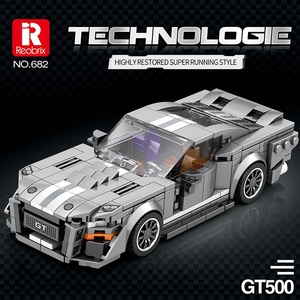 672 Blocs de construction Supercar 8 grilles, Voiture de course à assembler, Décoration éducative pour garçons, Petites particules en plastique ABS coloré - Product Image 1