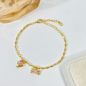DIY Charm <b>Bracelet</b> <b>Gold</b> Plated Oval <b>Bead</b> Link Chain Custom Mix Different Pendants Adjustable Hand Chain Bulk - Product Image 4