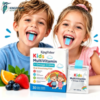 KingFisher Bandes Orales Dissolvables Rapides pour Enfants, Huile de Poisson Oméga 3 EPA DHA 1000mg, Soutien Cœur et Yeux, Film Oral Portable pour Enfants