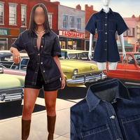 Nouvelle veste en jean tricotée pour femme, collection automne 2024, col rabattu, grande taille, teinte unie, respirante et matelassée