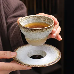 Набор кофейных чашек в японском стиле, креативная керамическая ретро-чашка для кофе, латте, чая с основанием, керамическая кофейная чашка