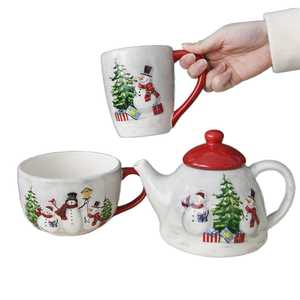 Juego de Vajilla Desechable de Porcelana con Diseño Nórdico Navideño y Animales en Relieve, Apto para Lavavajillas y Microondas - Product Image 1