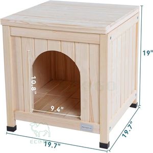 Maisonnette d'intérieur moderne en bambou massif pour animaux de compagnie avec coussin amovible et toit pour chats et chiens de taille moyenne – Idéale pour le salon - Product Image 6
