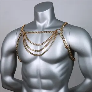 Chaîne de poitrine pour hommes Gay Sexy Jewelry Punk Metal Accessories Party Rave Goth Sexy Belly Body Chain Gift body chain jewelry
