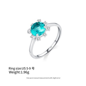 Neuestes Design 925 Silber Kristall ringe Großhandel Paraiba Blue Sunflower 2 Finger Zirkon Ewigkeit Ringe Set für Frauen - Product Image 3
