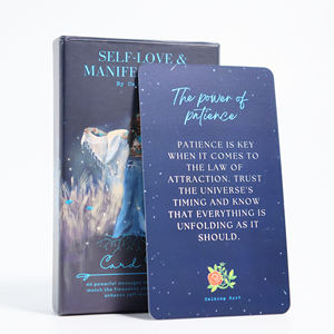 Tarjeta mate de papel de arte azul oscuro impresa personalizada, tarjeta de <span class=keywords><strong>Tarot</strong></span> de diosa elegante con caja magnética, tarjeta de dominio de Dios - Product Image 3