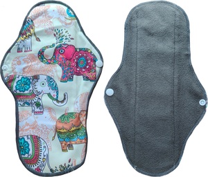 Promotion : Serviettes hygiéniques réutilisables en polaire douce 16*30cm, serviettes menstruelles lavables en tissu à motifs variés pour flux abondant de <span class=keywords><strong>nuit</strong></span> - Product Image 1