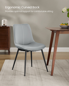 <span class=keywords><strong>Chaises</strong></span> de salle à manger modernes grises <span class=keywords><strong>VASAGLE</strong></span>, rembourrées en cuir, sans accoudoirs, dossier, pieds en métal - Product Image 3