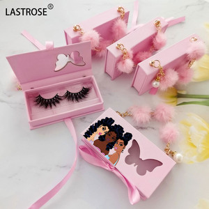 Emballage de cils papillon avec chaîne en gros emballage de boîte de cils papillon rose de marque privée imprimer votre logo - Product Image 3
