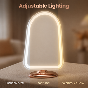 Grand miroir de maquillage <span class=keywords><strong>LED</strong></span> en forme d'arche pour <span class=keywords><strong>coiffeuse</strong></span>, rechargeable, à intensité tactile, 6 options de couleur de base - Product Image 5