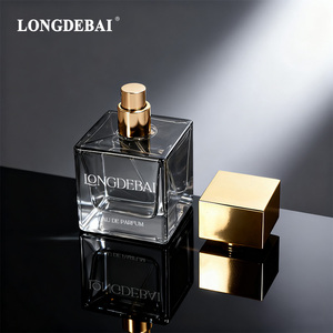 Botella de Perfume Vacía Personalizada de Lujo en Negro y Rosa, 30ml 50ml 100ml, Botella de Perfume Cuadrada de Vidrio con Tapa de Plástico Dorada - Product Image 3