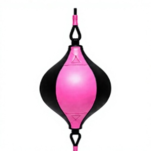 Sac de boxe double durable pour l'entraînement physique et les séances de gym, sac de boxe double rose et noir en PU - Product Image 1