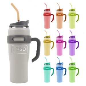 40 OZ Adventure Stainless Steel Tumbler <b>with</b> Handle <b>Straw</b> Double Wall Vacuum Metal Travel Coffee Mug 40oz Tumbler <b>with</b> Handle - Product Image 4