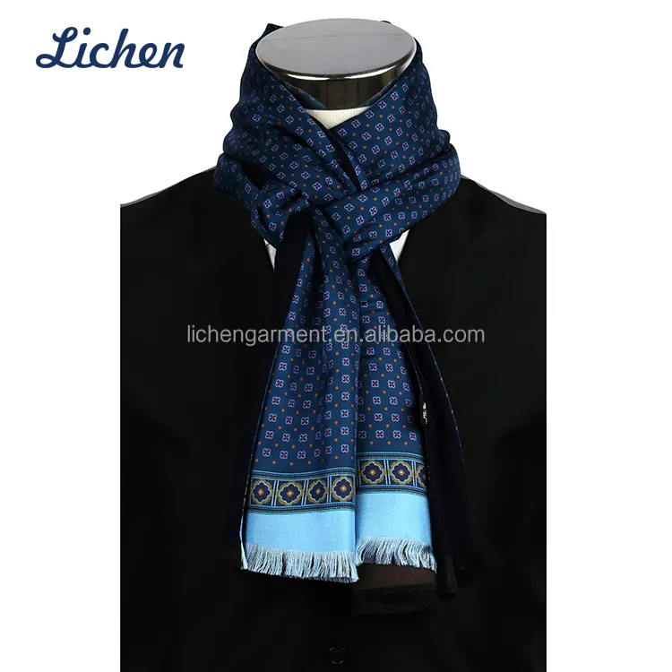 Long foulard en soie pour hommes à franges de haute qualité en gros