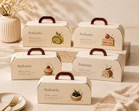 Boîte à gâteau roulé coulissante personnalisée avec poignée pour emballage à emporter de gâteaux roulés, mousses, cupcakes et desserts de boulangerie