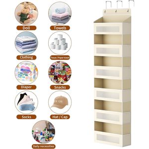 Over The Door Organizer 17 Pockets Beige <b>Hanging</b> <b>Storage</b> For Bedroom Bathroom Nursery Hook Type Cotton Material - Product Image 5
