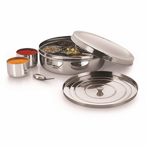 Caja de especias indias Masala Dabba de acero con 7 compartimentos para almacenamiento de cocina - Product Image 1