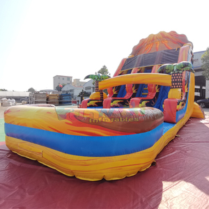 Dual lane outdoor kids party boounce house waterslide jumpers <b>inflatable</b> lava volcano <b>water</b> <b>slide</b> - Product Image 1