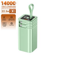 HYTO 14000mAh Powerbank 22,5W Schnellladung Tragbares Ladegerät mit Integrierten Typ-C & Lightning-Kabeln Digitales Display LED-Licht