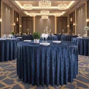 مبيع بالجملة مفرش طاولة دائري مخملي مخملي عالي الجودة باللون الأزرق الداكن أخضر لتزيين حفلات الزفاف والمناسبات - Product Image 1