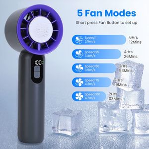 100 Speed Grey + Handheld Fan Ice <b>Cooler</b> 3000mAh Rechargeable Portable Wearable Fans Travel Camping Model - Product Image 3