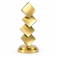 Trophée en métal Ombre, Prisme en bronze avec sommet biseauté or rose, Trophée médaille en métal pour récompenses