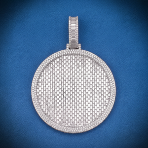 Hip Hop Hommes Bling Glacé Moissanite Baguette Cercle Pendentif avec VVS Argent 925 Diamant Testeur Personnalisable Mode Pendentifs - Product Image 1