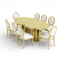Table de banquet de luxe moderne en acier inoxydable avec finition miroir, durable, pour événements, mariages, fêtes en extérieur et mobilier hôtelier