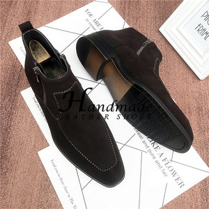 Botas Chelsea de caña alta informales de cuero para hombre, botas cortas de cuero genuino con cremallera, botas retro estilo Martin - Product Image 4