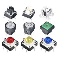 Interrupteurs à bouton-poussoir étanches avec LED, tête plate, momentanés, à 5 broches, 12 V, 12 x 12 mm, à montage traversant