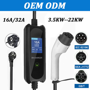 Nouveau chargeur portable pour VE Type 2 3,5-22 kW à courant réglable OEM pour les flottes d'entreprises et d'hôtels Options personnalisables Garantie 1 an - Product Image 1