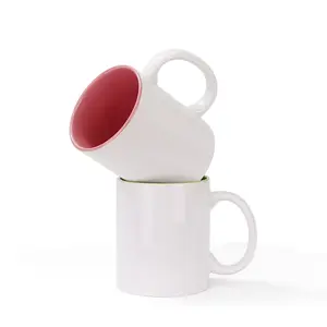 MIDA热销新品批发厂家11OZ陶瓷杯定制Logo毛坯带柄内色咖啡杯
