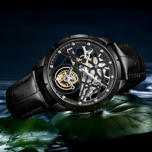 Envío Directo de Relojes Esqueleto con Tourbillon Real, Cristal Mineral, Unisex, de Lujo, Zafiro, Resistentes al Agua, Mecánicos, con Correa de Cuero, Hangzhou - Product Image 5