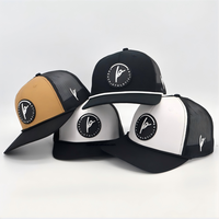 Casquette de camionneur classique à 5 panneaux avec logo personnalisé brodé, patch tissé, deux bandes latérales, style australien, pour sports de plein air