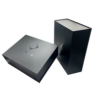 Boîte cadeau rigide en carton noir mat avec fermeture magnétique, logo personnalisé, emballage en papier pliable avec couvercle pour emballage cadeau